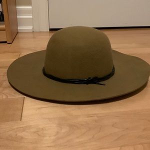 Brown 100% Wool Wide-Brim Hat from Roots - One Size